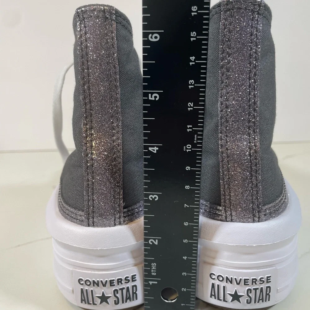 Converse Glitter Patch High-Tops Gray/White Kids Size 6 – Brand‎ New with Box